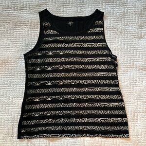 Ann Taylor Loft Black and White Lace Style Tank Size XL